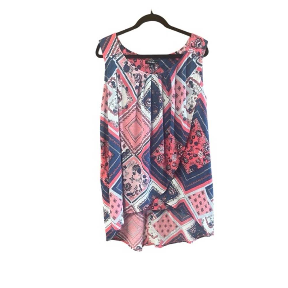 Roz & Ali Mixed Print Layered High‎ Low Sleeveless Blouse